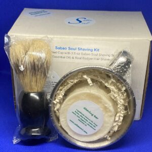 Sabao Soul Shaving Kit Stainless Steel Cup and Badger Brush Set - Sandalwood