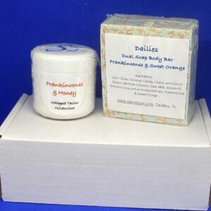 Frankincense/Sweet Orange Signature Premium Body Bar (5 oz) and Frankincense/Honey Whipped Tallow Moisturizer (2 oz) Gift Package