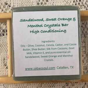 Signature Menthol Crystal High Conditioning Premium Body Bar  - Sandalwood & Sweet Orange (5 oz)